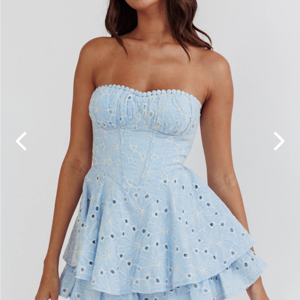 Paris Muse Gathered Bust Embroidered Romper